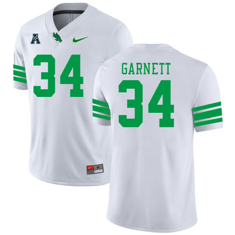 #34 CJ Garnett North Texas Mean Green College Football Jerseys Stitched-White